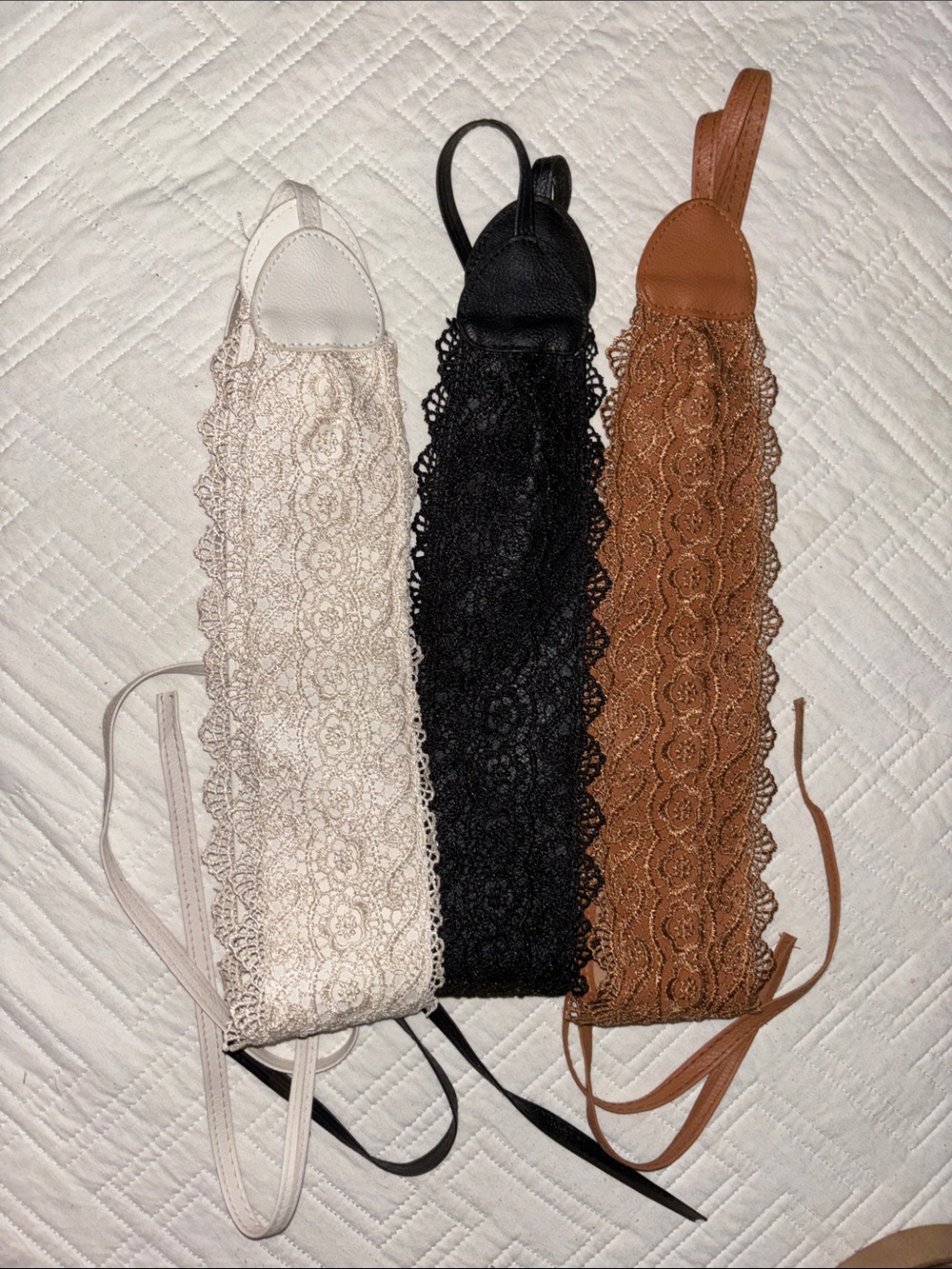 Lace waist belt - Cream, Black & Brown